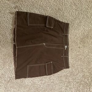 H&M Brown Skirt with White Stitching